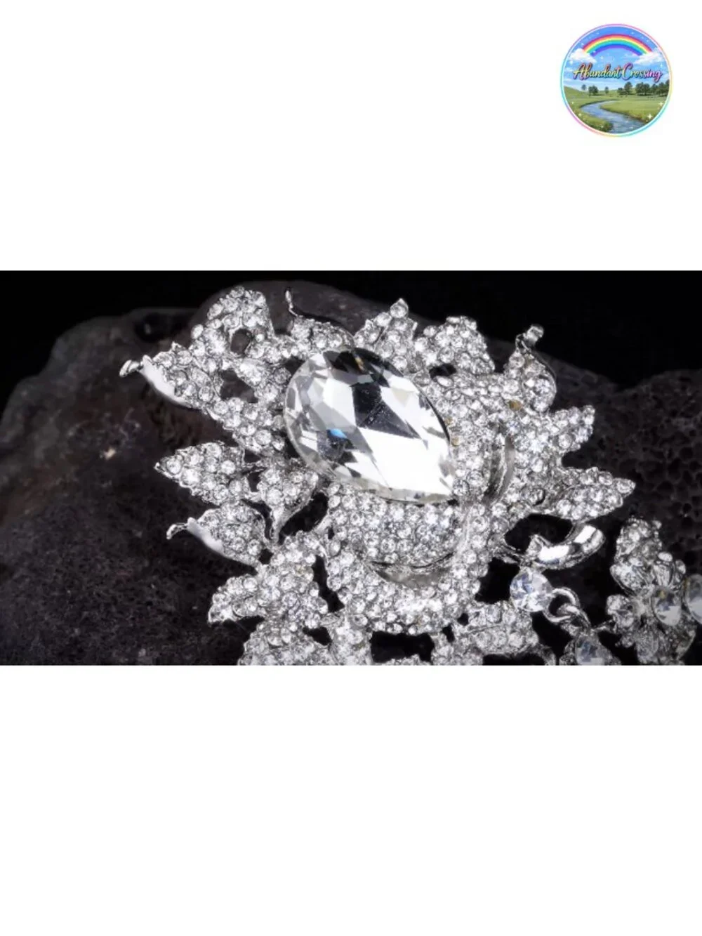 Crystal Rose Brooch Pin Elegant Bridal Prom Accessory for Women